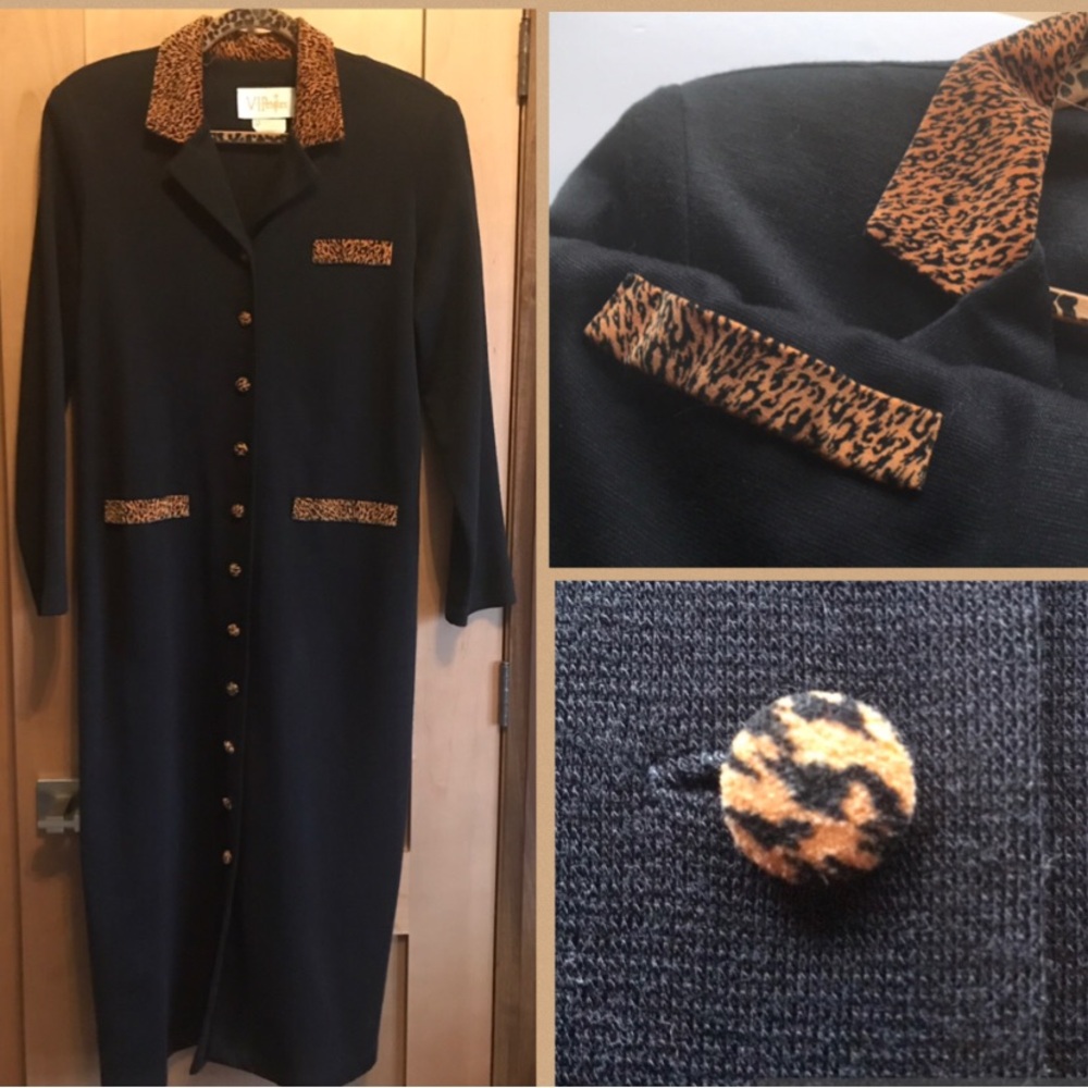 Stunning Classic Dress/coat with Leopard print accents